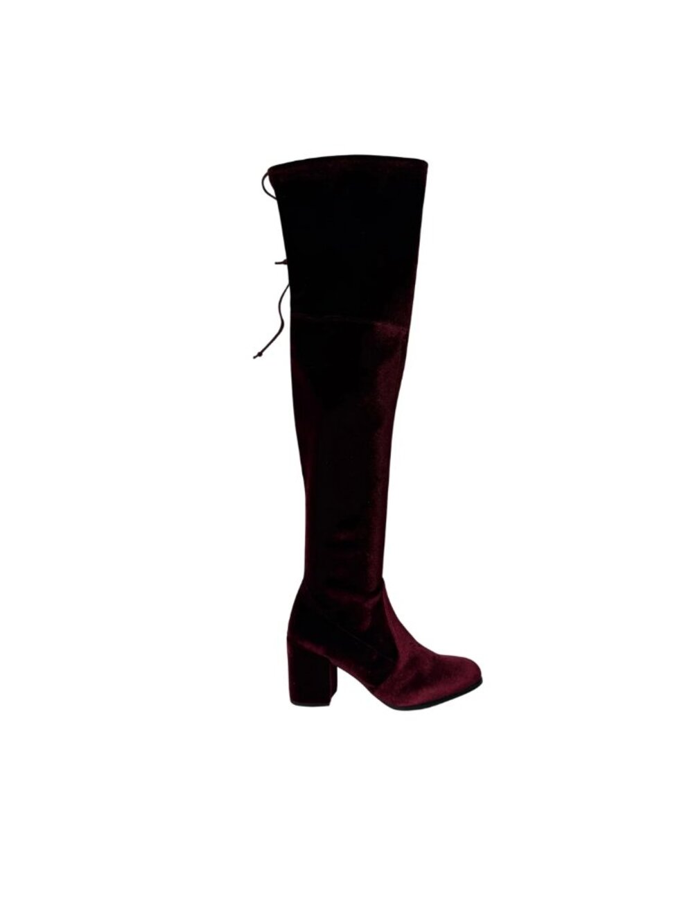 Stuart Weitzman Burgundy Velvet Tieland Over the Knee Boot